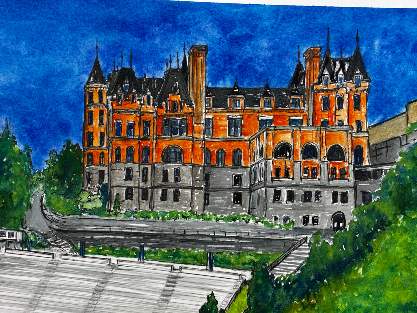 Stadium High in Watercolor