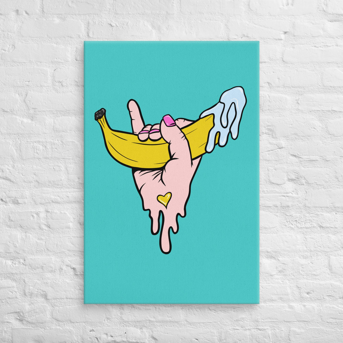 Banana Babe – Playful Hand & Banana Erotic Pop Art Canvas - Urban Muse & Sultry Hues