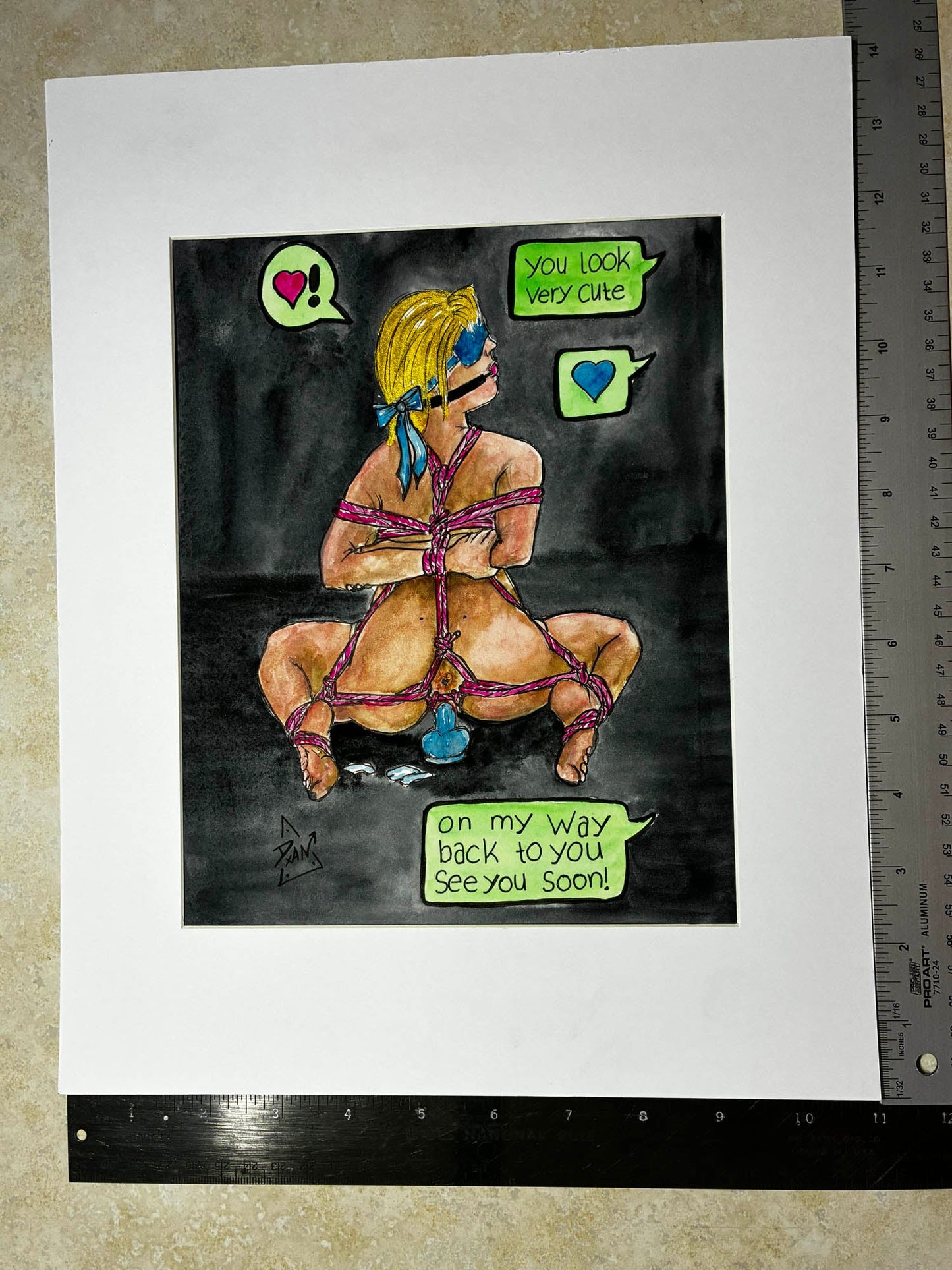 Bound & Cute – Shibari BDSM Watercolor Art – 8x10” - Urban Muse & Sultry Hues