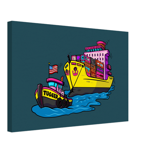 Cheeky Tugger Erotic Nautical Adventure Canvas - Urban Muse & Sultry Hues