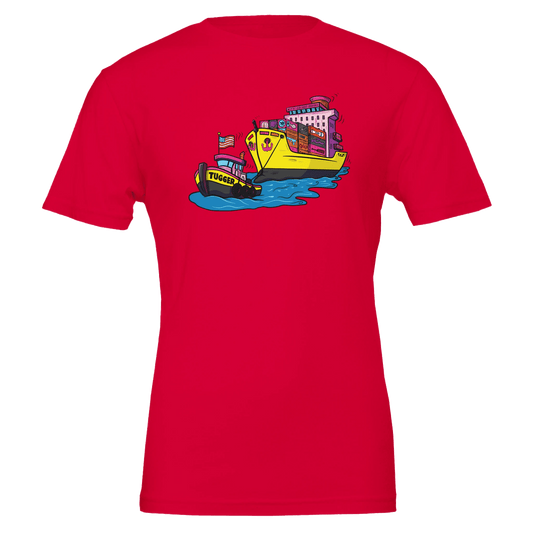 Cheeky Tugger Erotic Nautical Adventure Premium Unisex Crewneck T-shirt | Bella + Canvas 3001 - Urban Muse & Sultry Hues