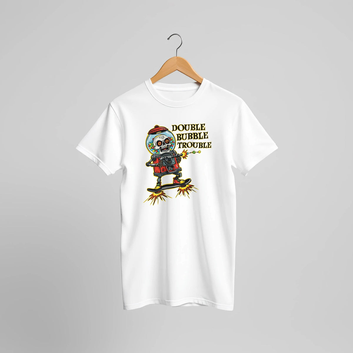 Double Bubble Trouble Skull Gumball Robot Tee – Unisex Bella+Canvas 3001 - Urban Muse & Sultry Hues