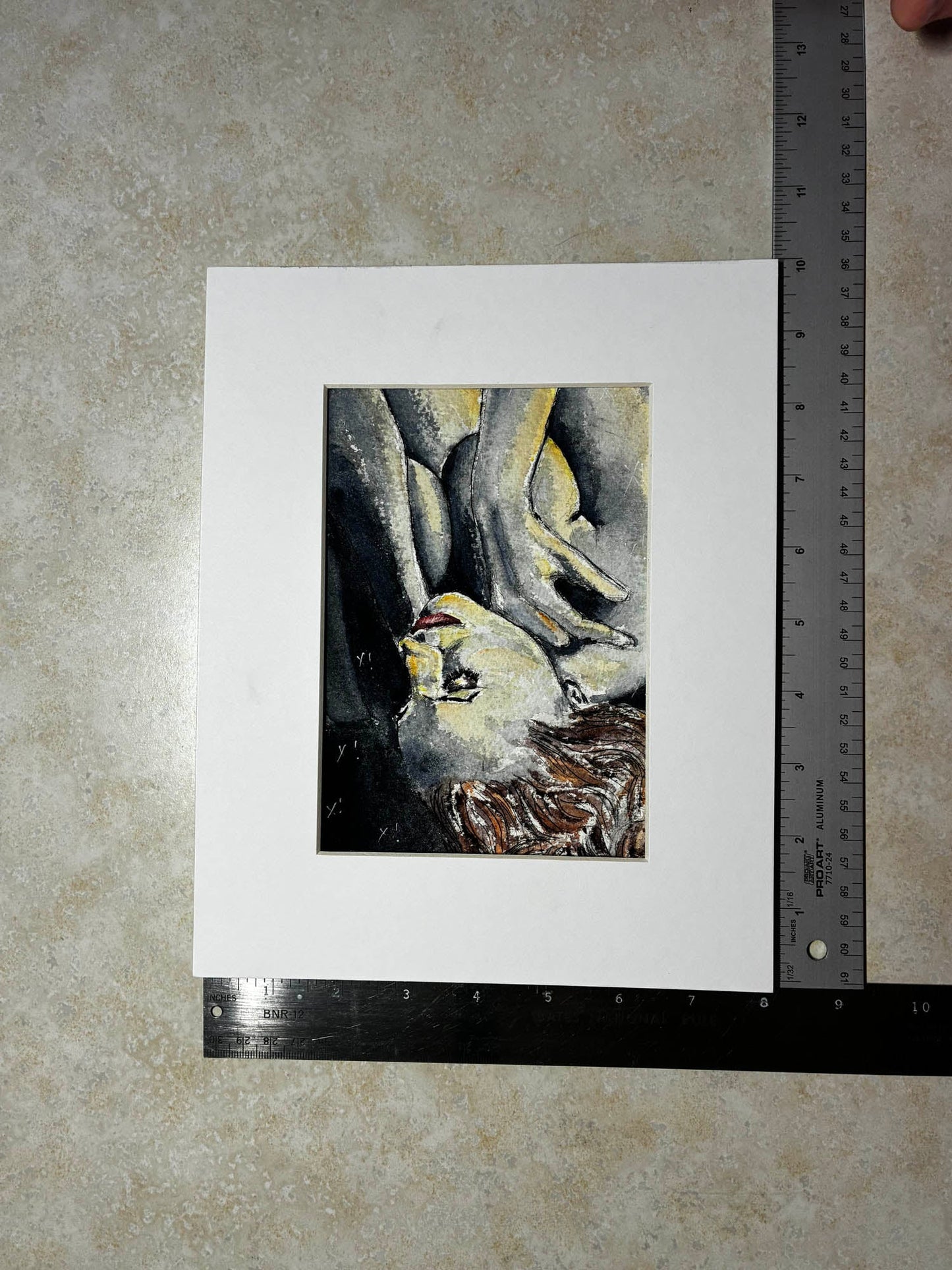 Ecstasy in Shadow – Sensual Boudoir Watercolor – 5x7” - Urban Muse & Sultry Hues