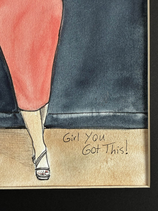 Girl You Got This Watercolor – Empowering Woman in Red Dress Art - Urban Muse & Sultry Hues