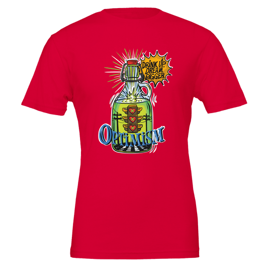 Optimism Energy - Drink Up, Dream Bigger Pop Art Bottle T-shirt - Urban Muse & Sultry Hues