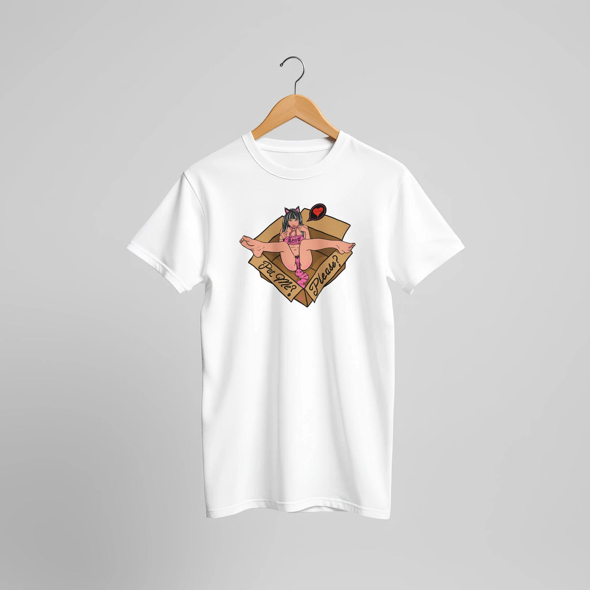 Pet Me Please? Kawaii Cat Girl Tee – Bella + Canvas 3001 - Urban Muse & Sultry Hues