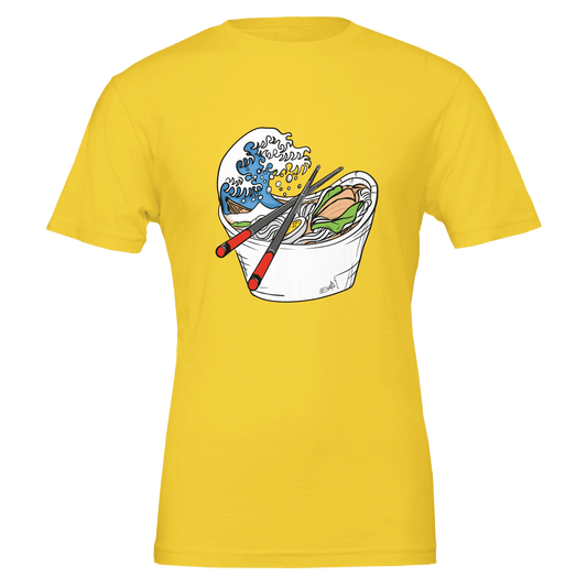 Ramen Wave Takeout Tee – Great Wave & Chopsticks – Unisex Bella+Canvas 3001 - Urban Muse & Sultry Hues