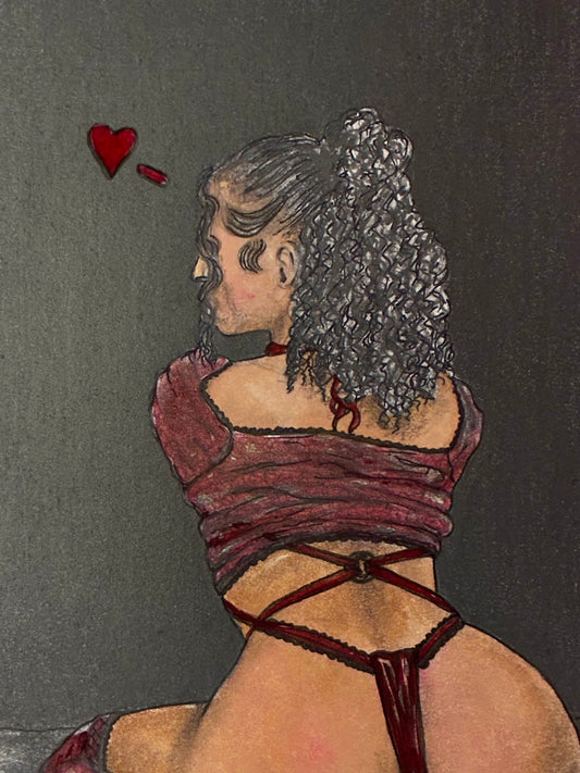 Red Thong Cute Booty Babe 8x10" - Urban Muse & Sultry Hues