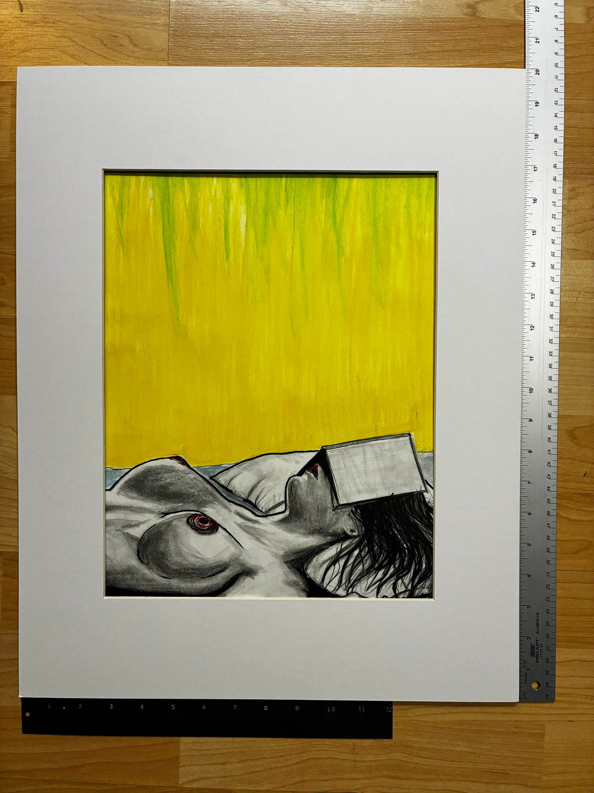 Sleepy Little Bookworm – Sensual Inktense Watercolor Nude – 11x14” - Urban Muse & Sultry Hues