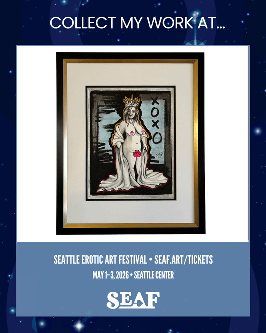 The Queen Erotic Nude Watercolor – Royal Sensual Crown Art – 11x14” - Urban Muse & Sultry Hues
