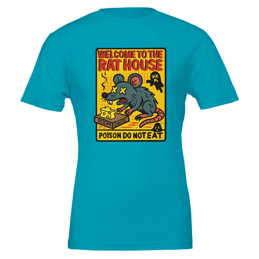 Welcome to the Rat House Doom Cheese Tee – Unisex Bella+Canvas 3001 - Urban Muse & Sultry Hues