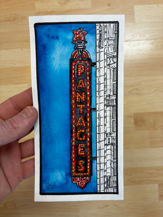 Pantages Marquee — Original Watercolor Painting