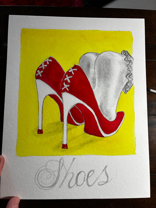 Red High Heels — Original Watercolor Painting