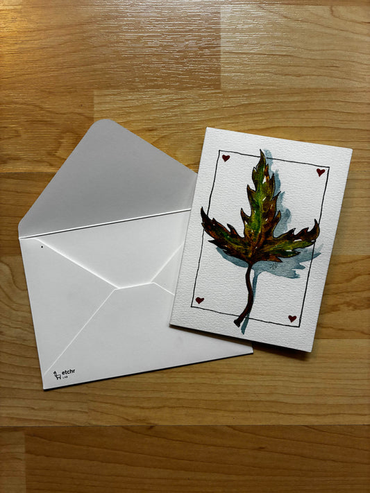 Vibrant Maple Leaf Watercolor Card – 4x6"