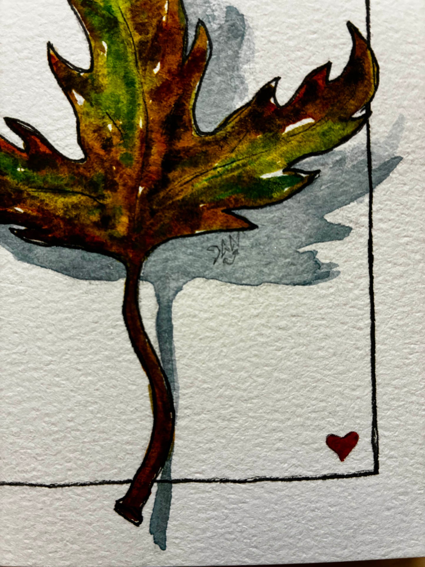 Vibrant Maple Leaf Watercolor Card – 4x6"