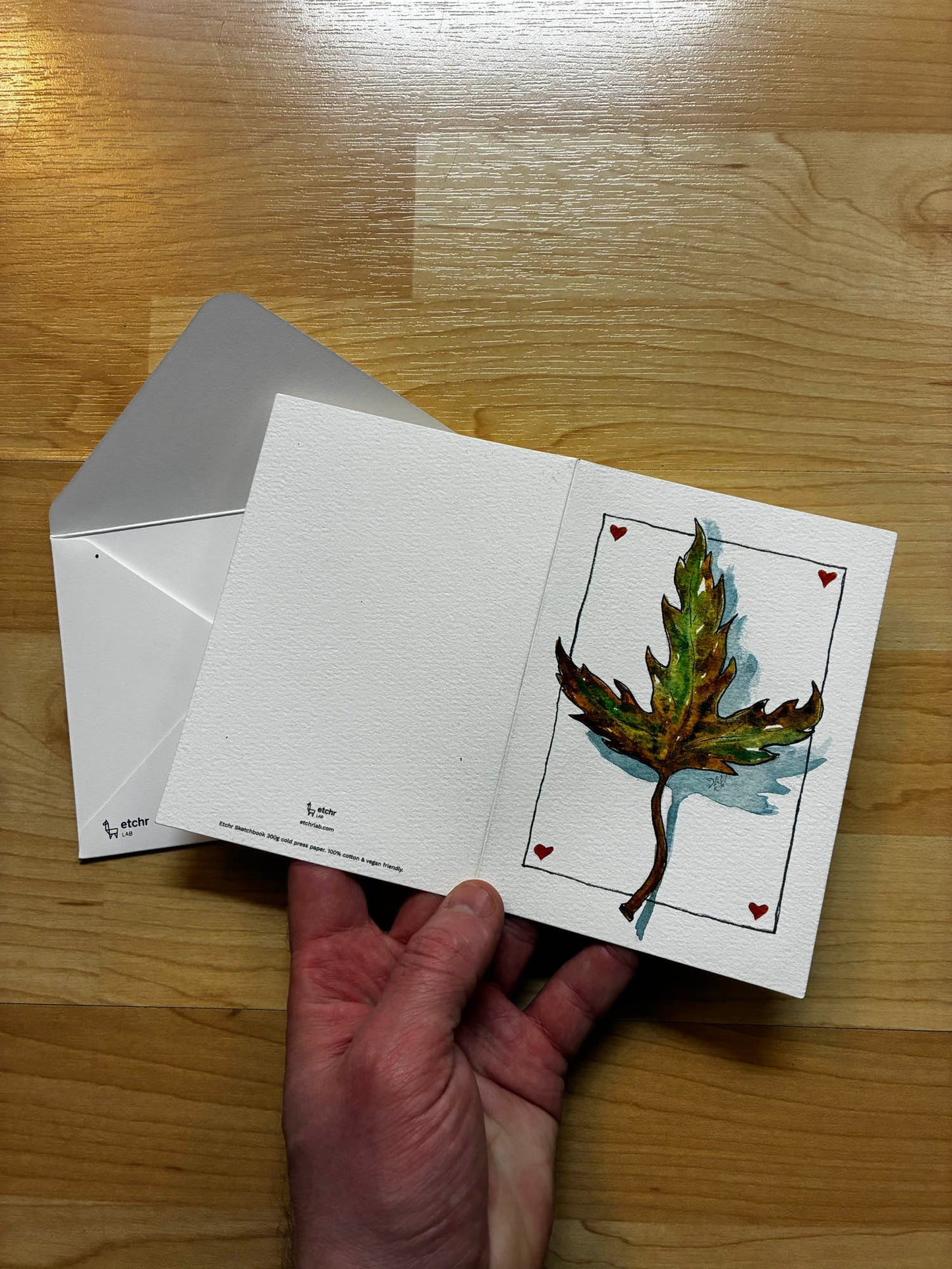 Vibrant Maple Leaf Watercolor Card – 4x6"