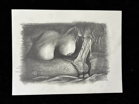 Juicy Blow Job Erotic Pencil Drawing – 8x10