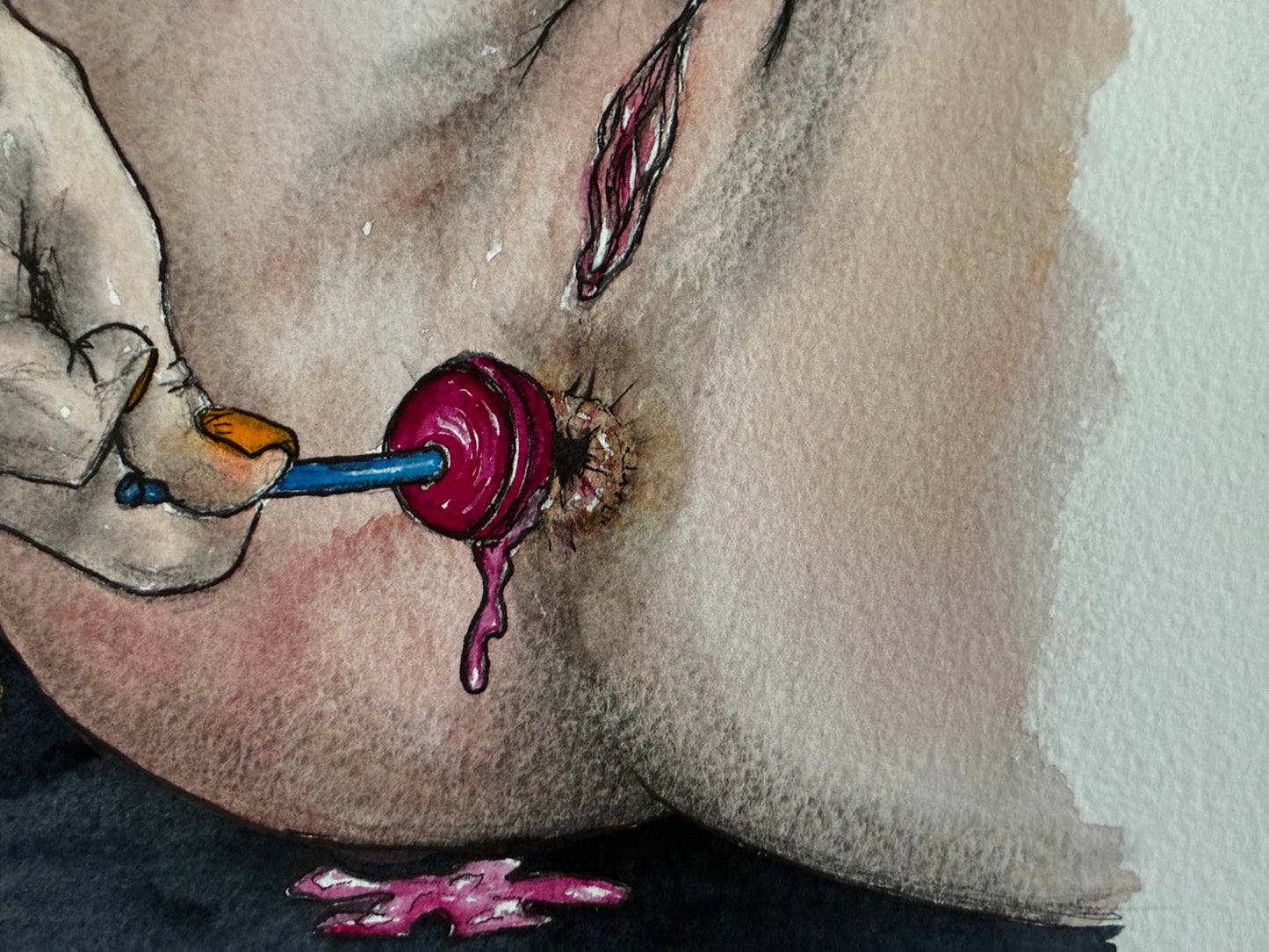 Lollipop and Butt Stuff Erotic Watercolor – 6x8
