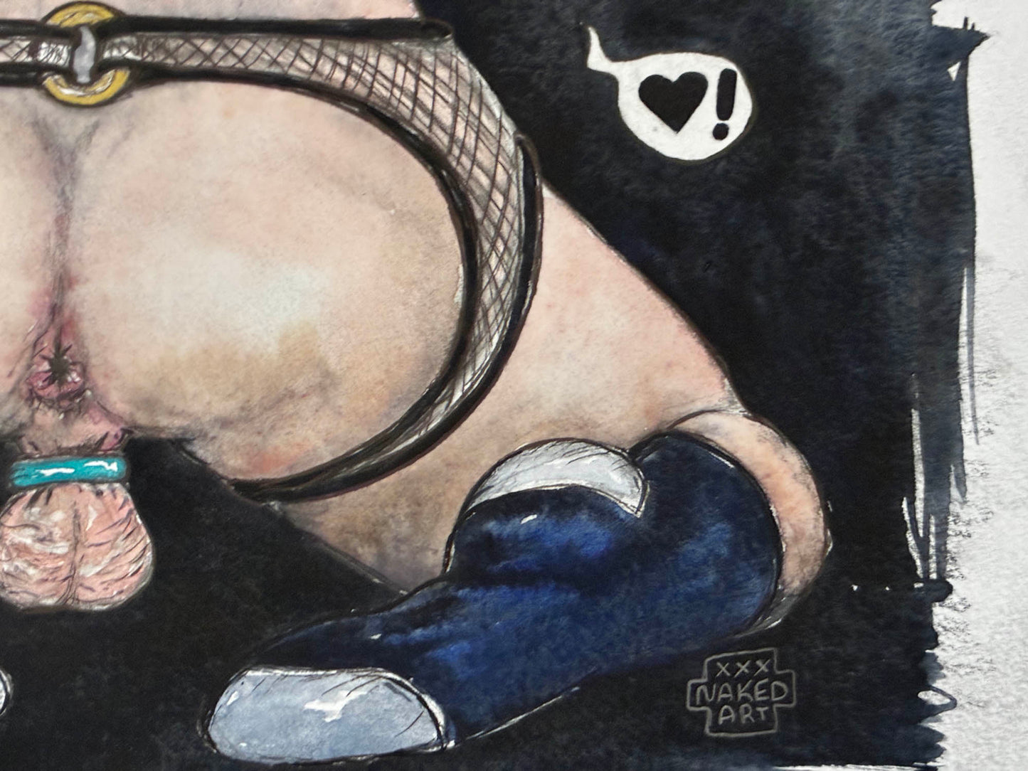 New Socks and Harness Erotic Watercolor – 6x12