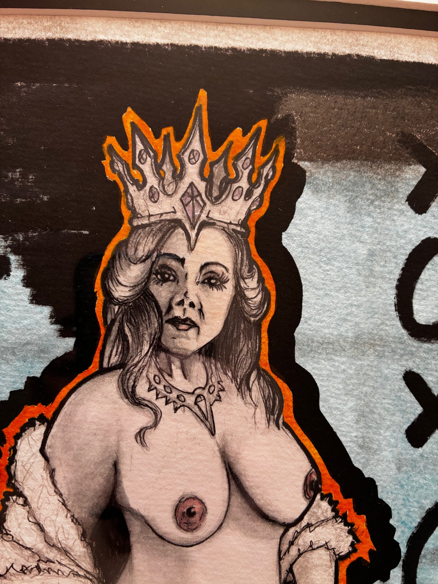 The Queen Erotic Nude Watercolor – Royal Sensual Crown Art – 11x14”