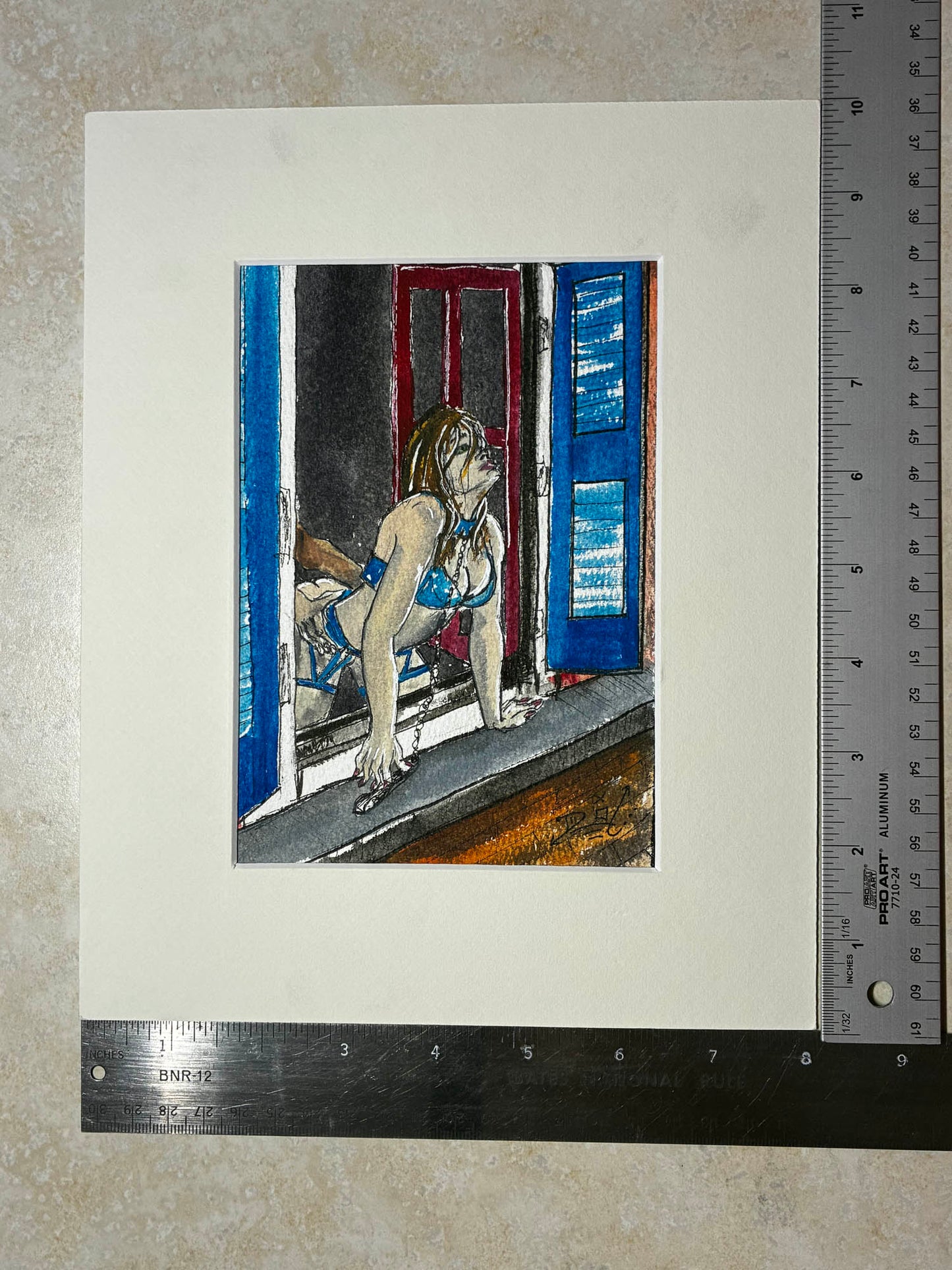 Window Ecstasy – Sensual Lover’s Touch Watercolor – 5x7”