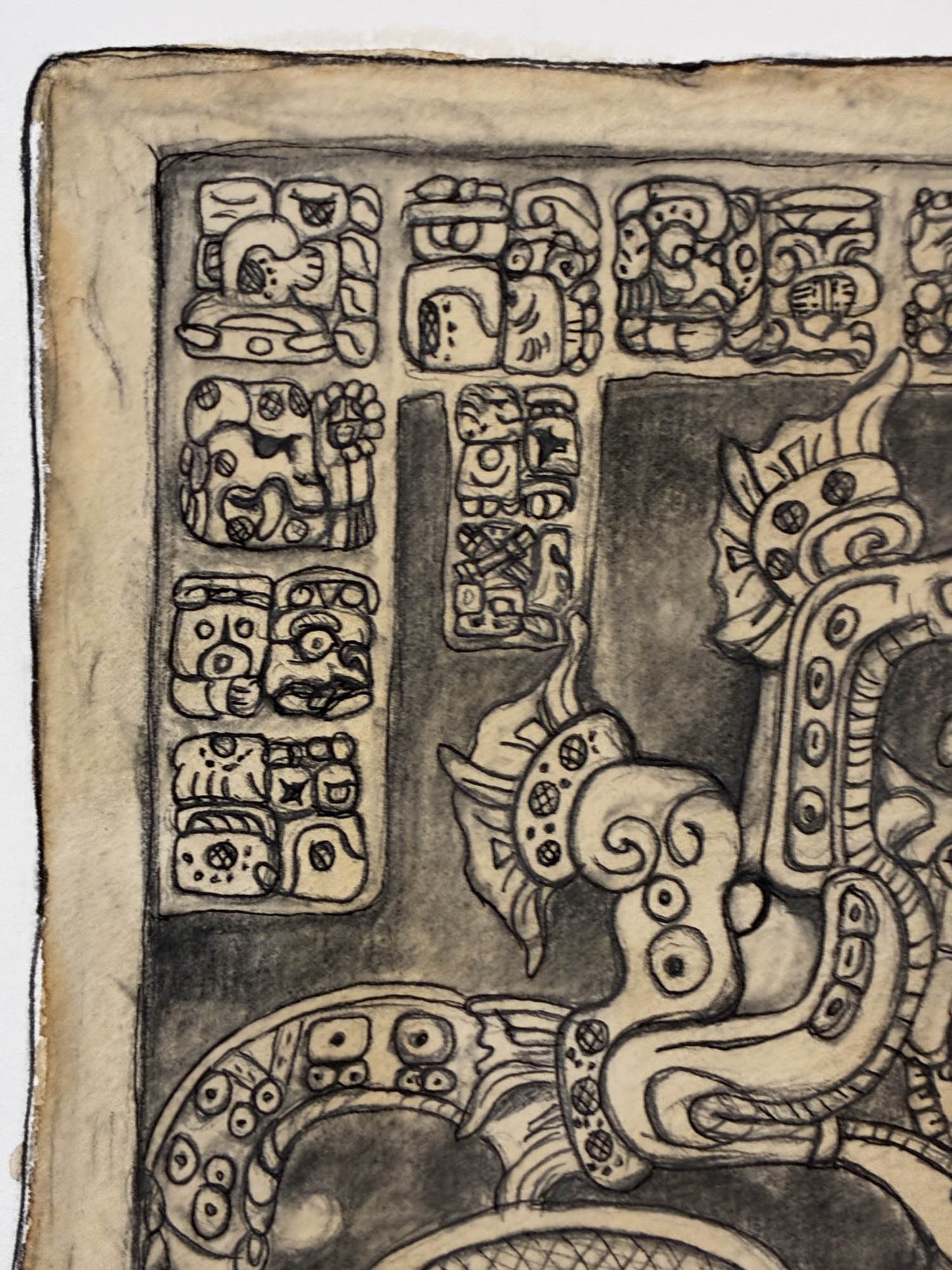 Ancient Mayan Lintel 25 Yaxchilan Watercolor Drawing – 11x15.25” - Urban Muse & Sultry Hues