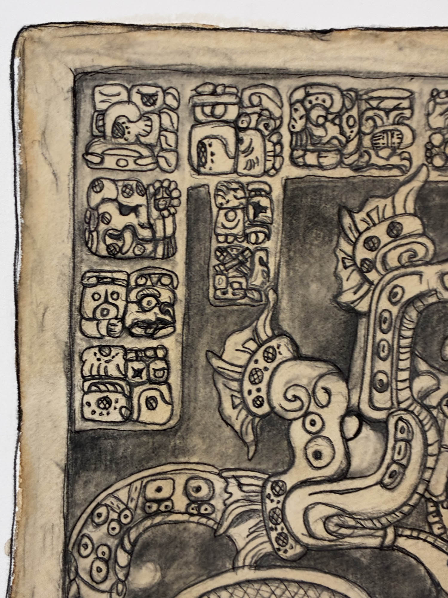 Ancient Mayan Lintel 25 Yaxchilan Watercolor Drawing – 11x15.25” - Urban Muse & Sultry Hues