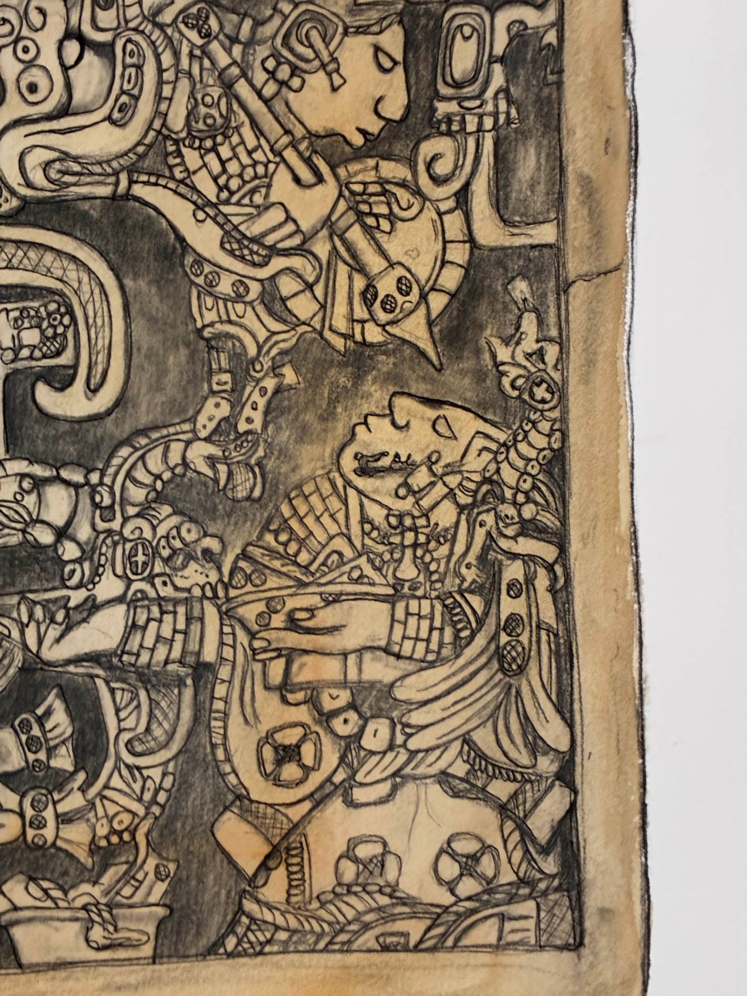 Ancient Mayan Lintel 25 Yaxchilan Watercolor Drawing – 11x15.25” - Urban Muse & Sultry Hues