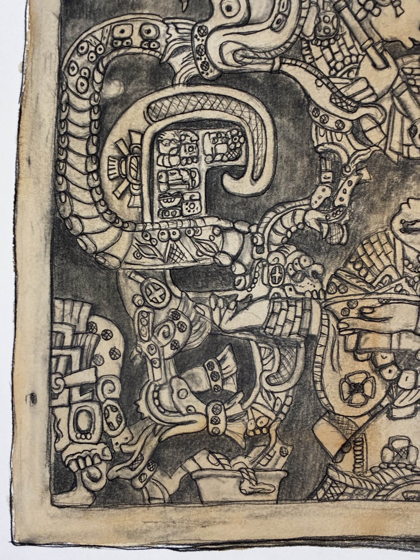 Ancient Mayan Lintel 25 Yaxchilan Watercolor Drawing – 11x15.25” - Urban Muse & Sultry Hues