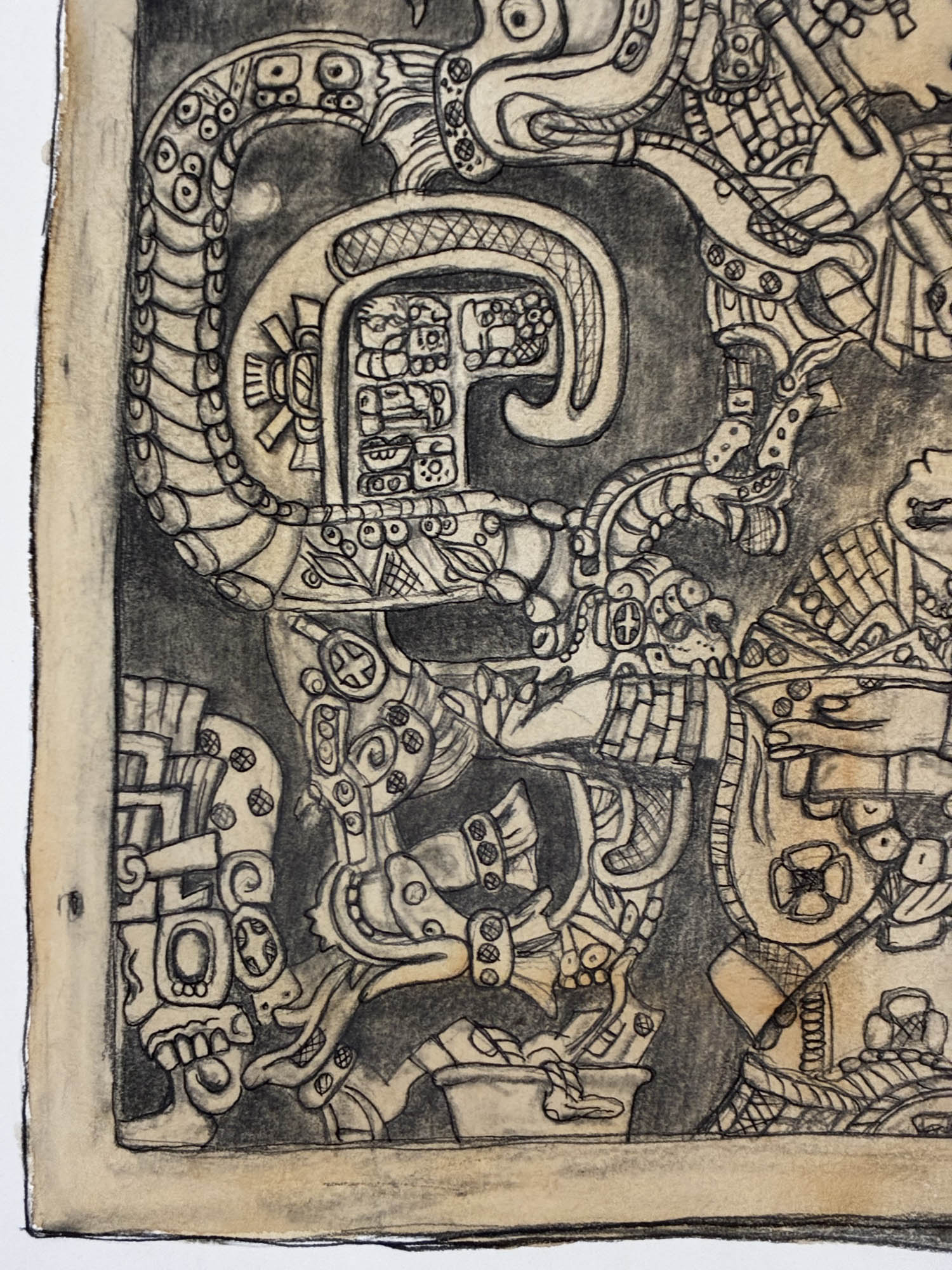 Ancient Mayan Lintel 25 Yaxchilan Watercolor Drawing – 11x15.25” - Urban Muse & Sultry Hues