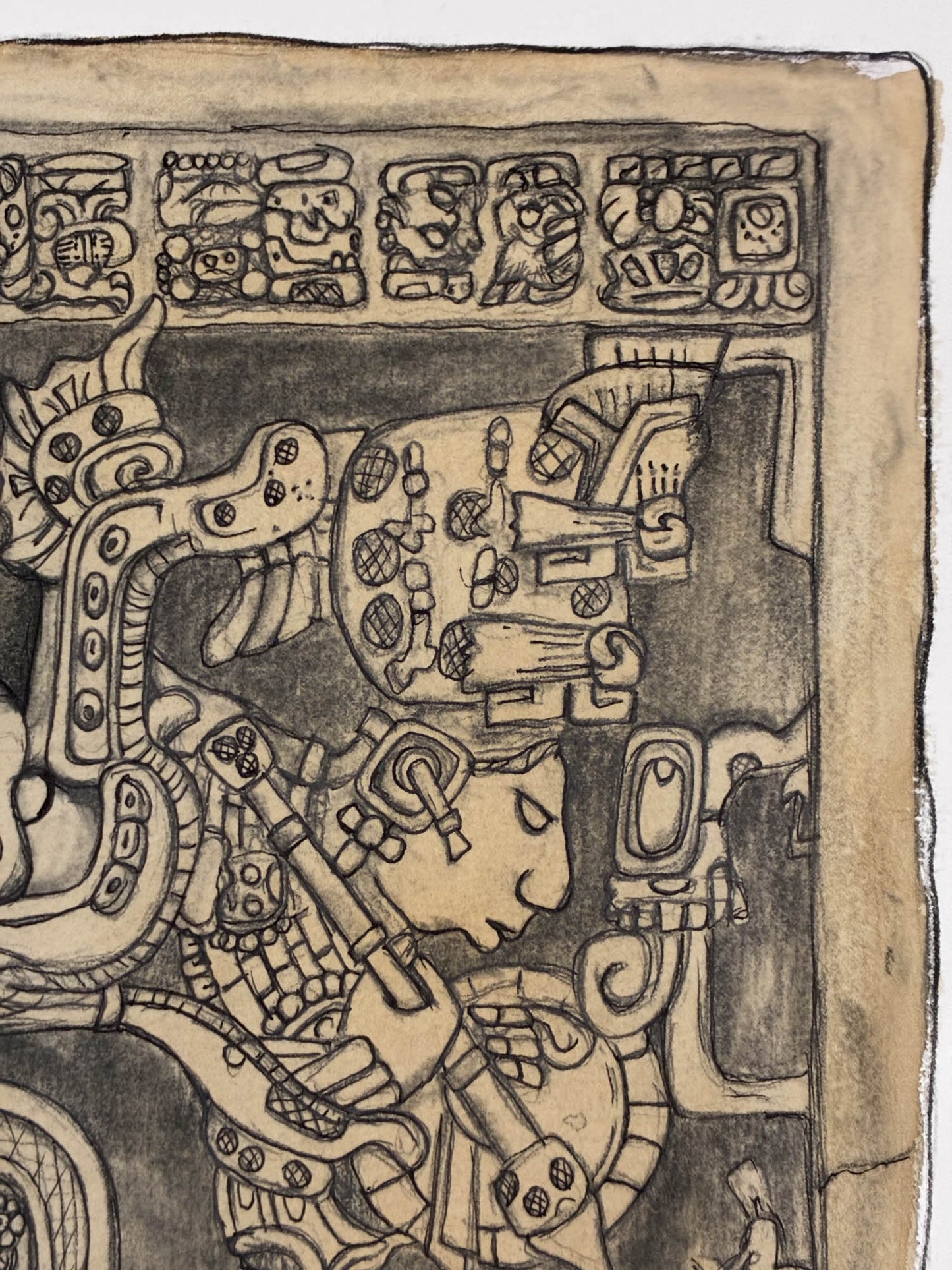 Ancient Mayan Lintel 25 Yaxchilan Watercolor Drawing – 11x15.25” - Urban Muse & Sultry Hues