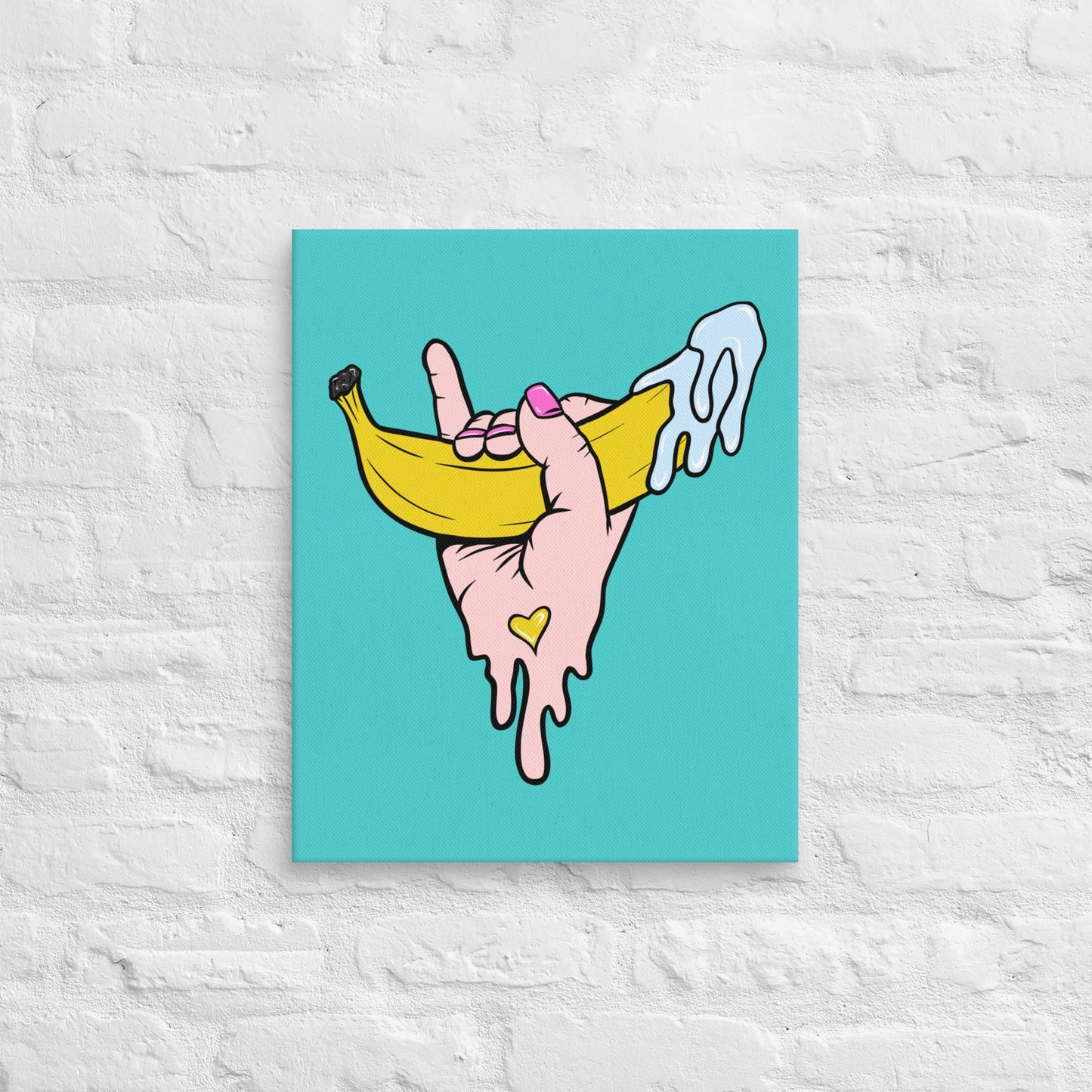 Banana Babe – Playful Hand & Banana Erotic Pop Art Canvas - Urban Muse & Sultry Hues