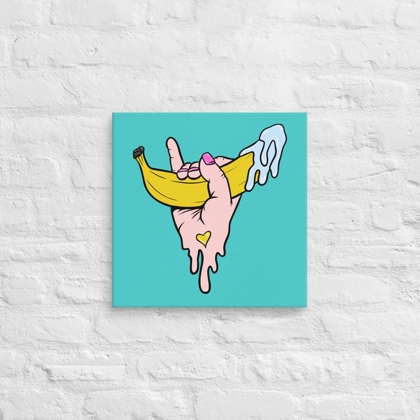 Banana Babe – Playful Hand & Banana Erotic Pop Art Canvas - Urban Muse & Sultry Hues