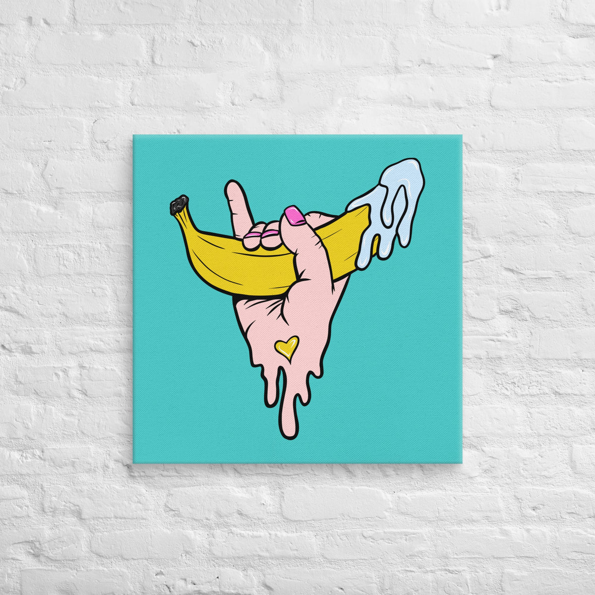 Banana Babe – Playful Hand & Banana Erotic Pop Art Canvas - Urban Muse & Sultry Hues