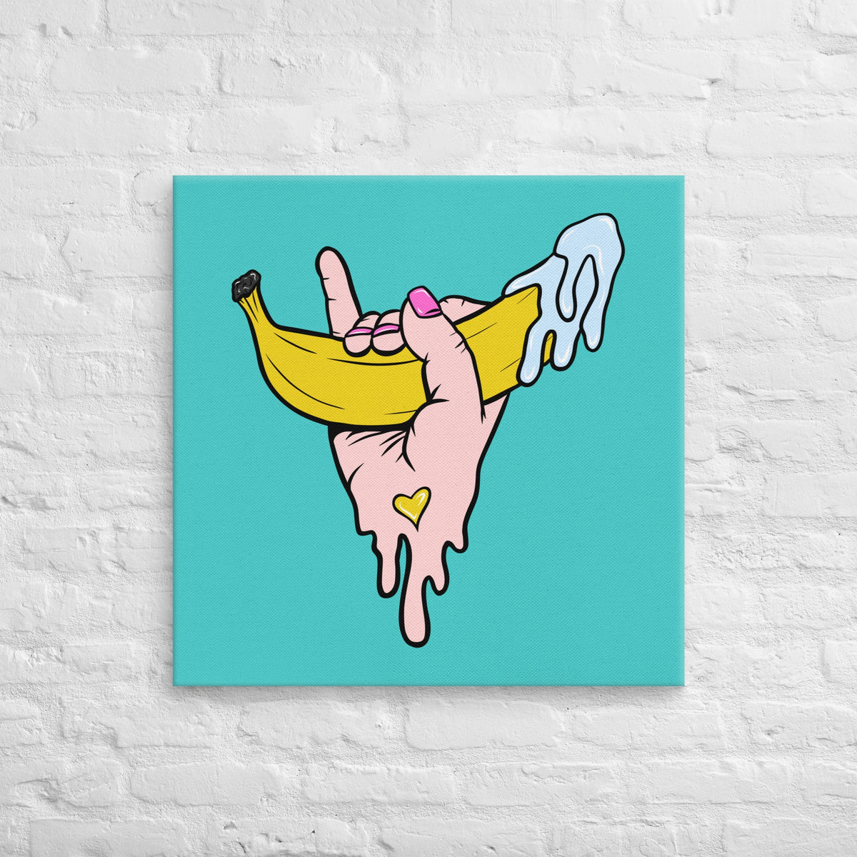 Banana Babe – Playful Hand & Banana Erotic Pop Art Canvas - Urban Muse & Sultry Hues