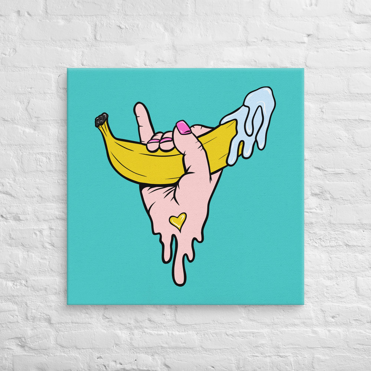 Banana Babe – Playful Hand & Banana Erotic Pop Art Canvas - Urban Muse & Sultry Hues