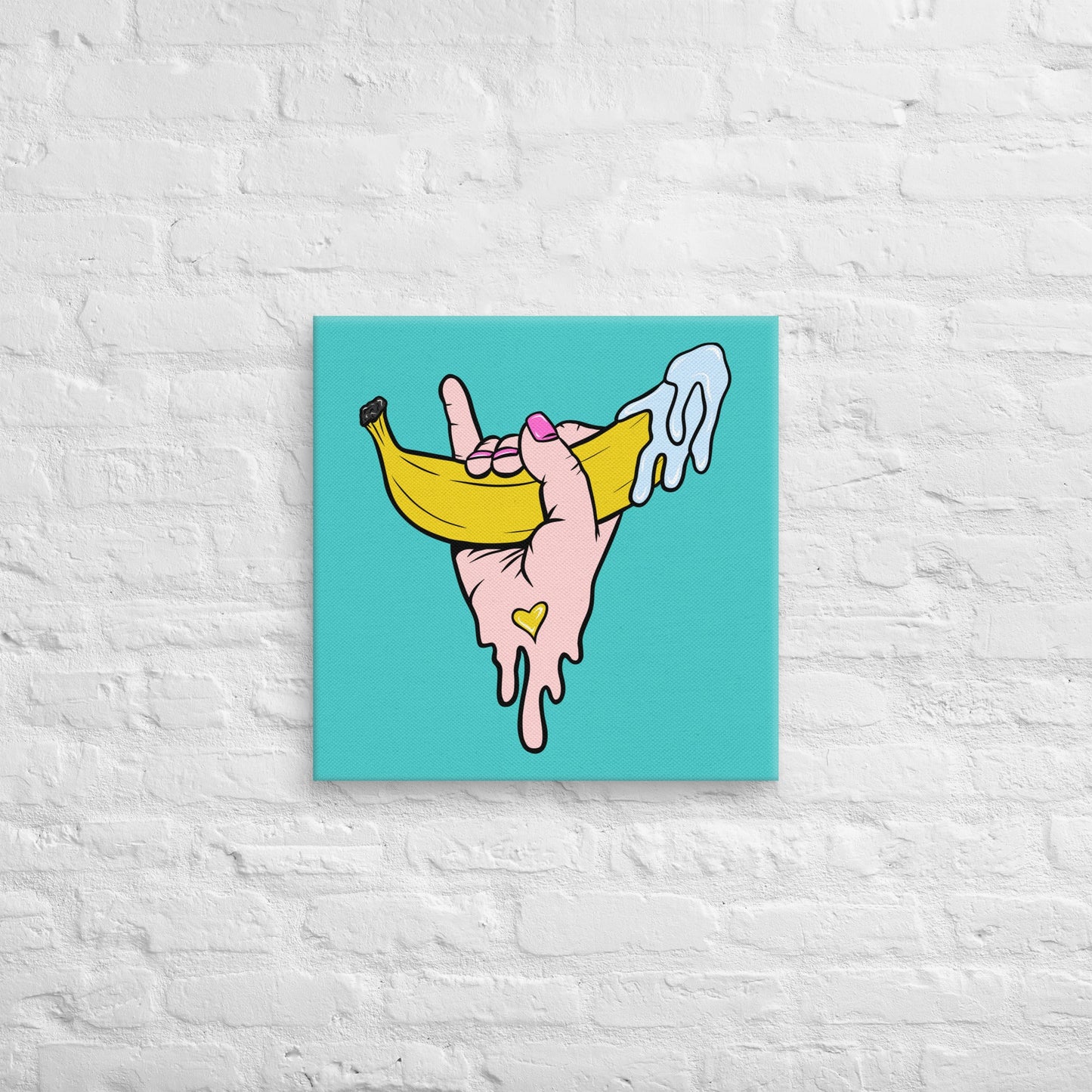 Banana Babe – Playful Hand & Banana Erotic Pop Art Canvas - Urban Muse & Sultry Hues
