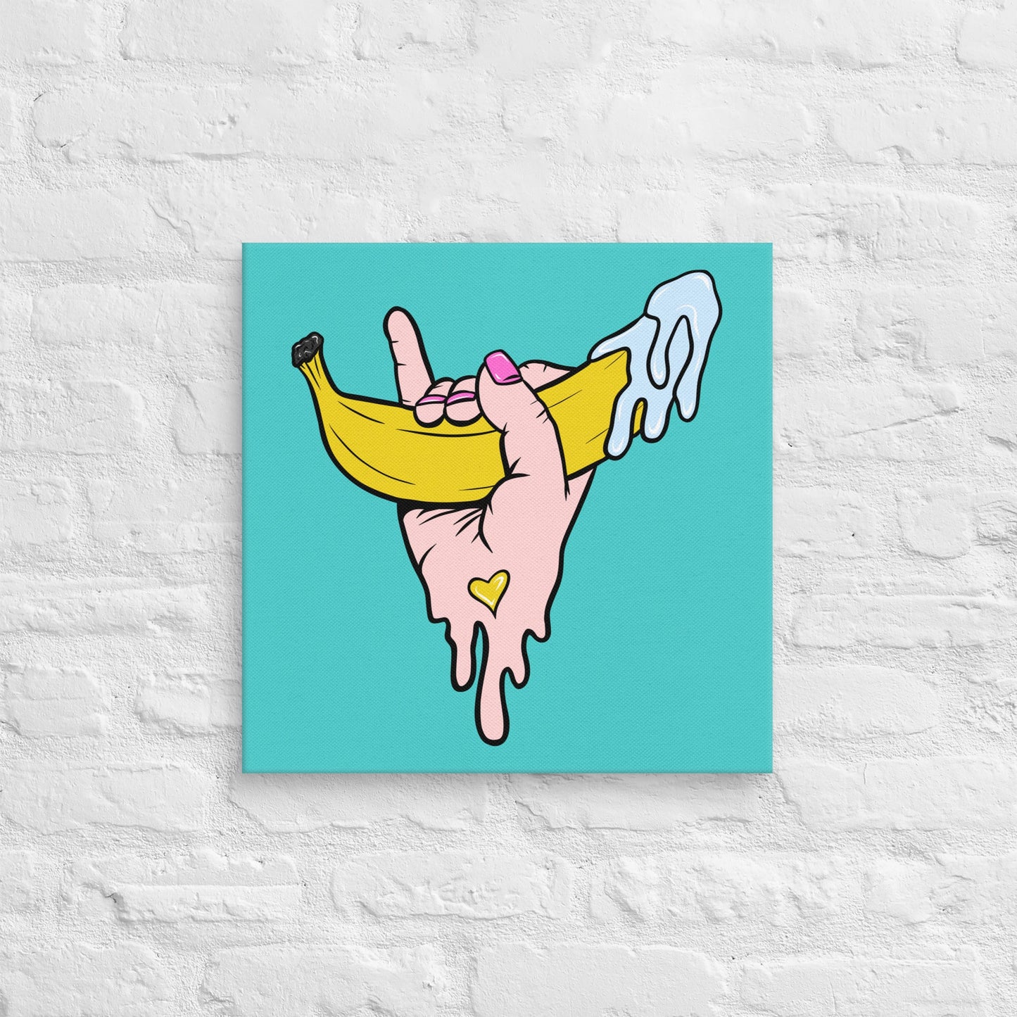 Banana Babe – Playful Hand & Banana Erotic Pop Art Canvas - Urban Muse & Sultry Hues
