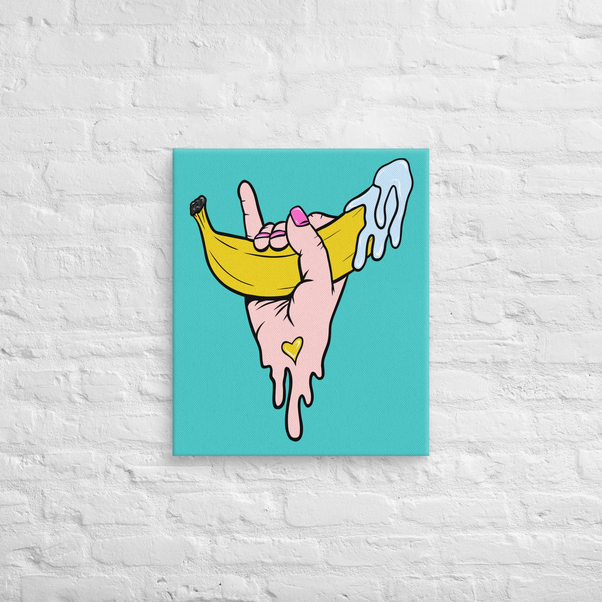 Banana Babe – Playful Hand & Banana Erotic Pop Art Canvas - Urban Muse & Sultry Hues