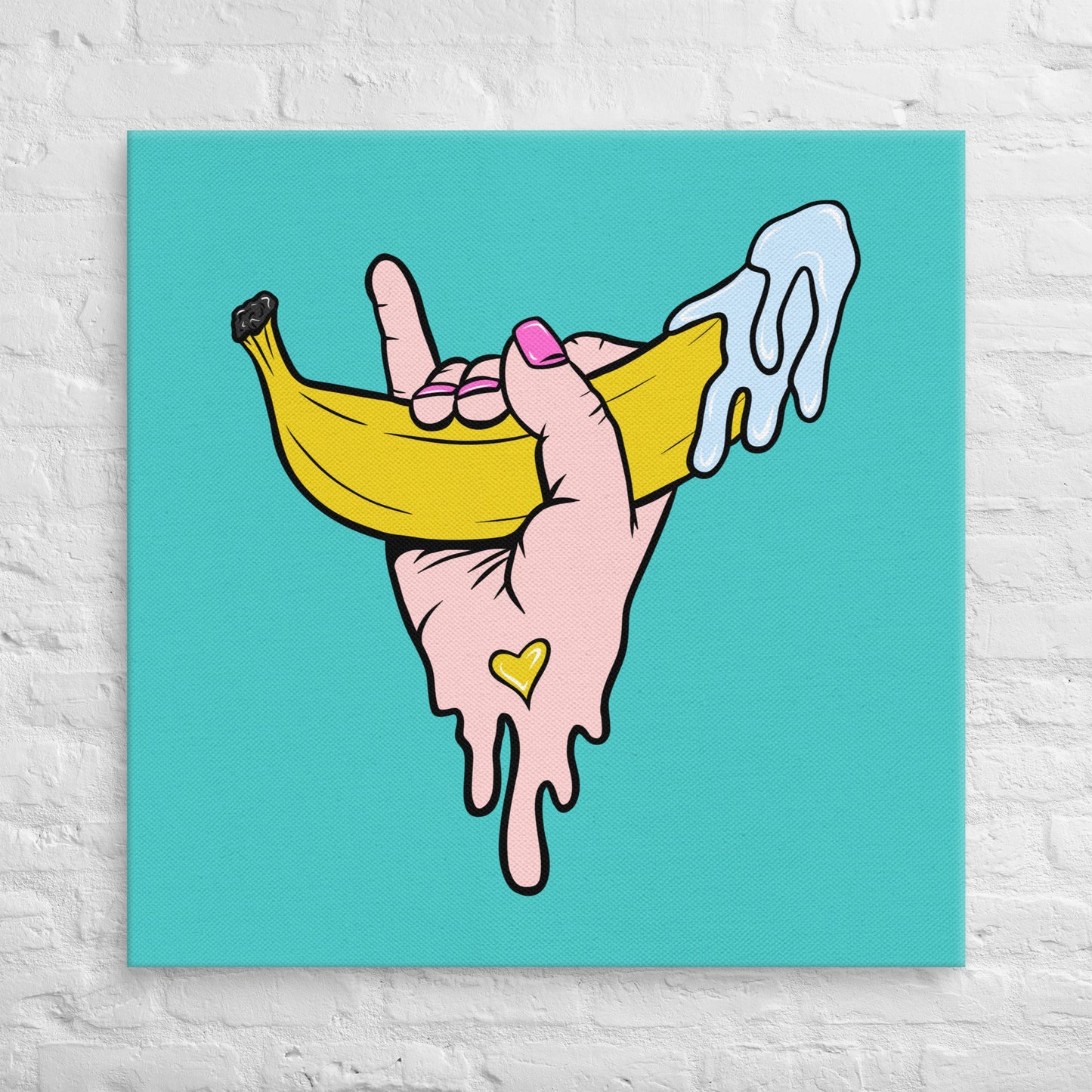 Banana Babe – Playful Hand & Banana Erotic Pop Art Canvas - Urban Muse & Sultry Hues