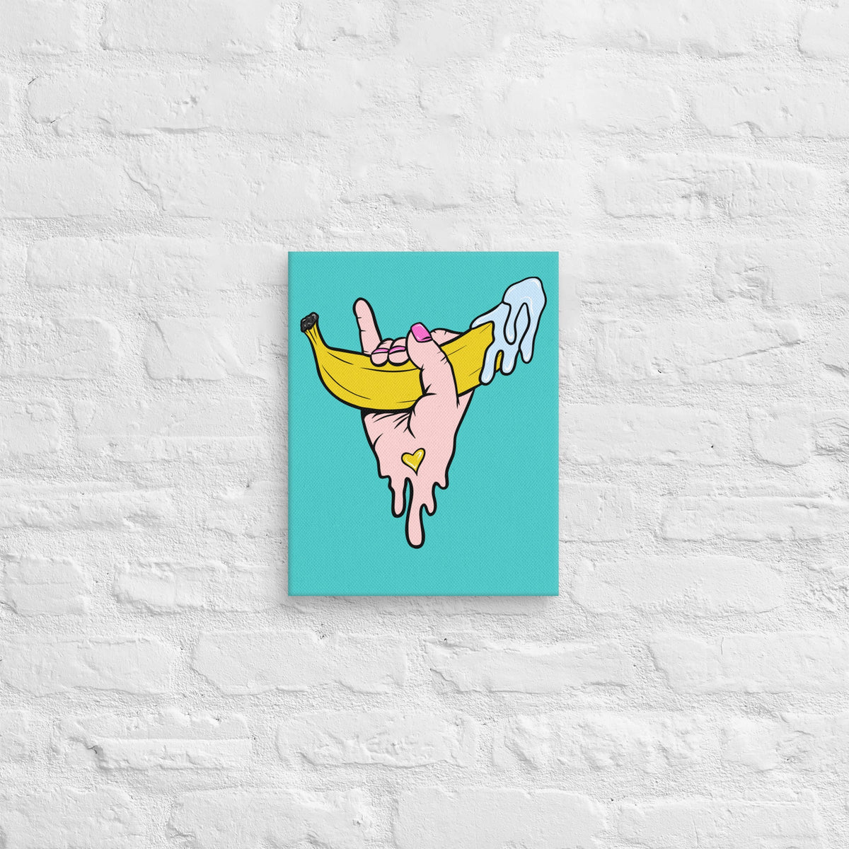 Banana Babe – Playful Hand & Banana Erotic Pop Art Canvas - Urban Muse & Sultry Hues