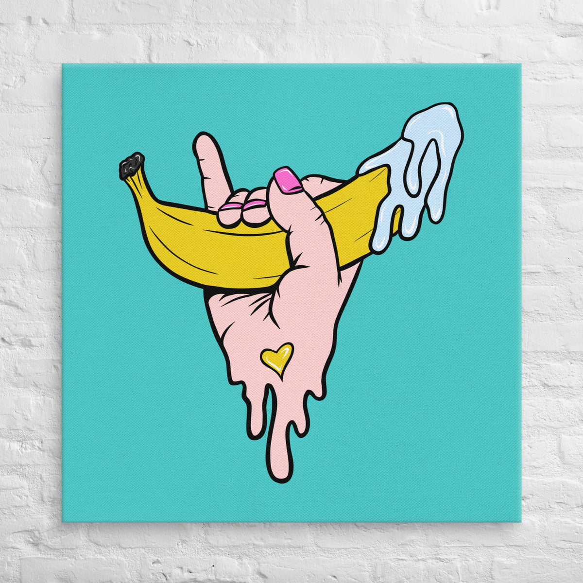 Banana Babe – Playful Hand & Banana Erotic Pop Art Canvas - Urban Muse & Sultry Hues