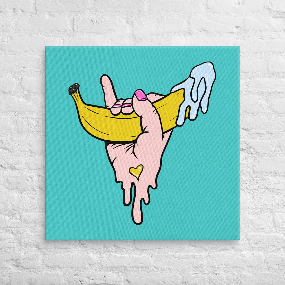 Banana Babe – Playful Hand & Banana Erotic Pop Art Canvas - Urban Muse & Sultry Hues