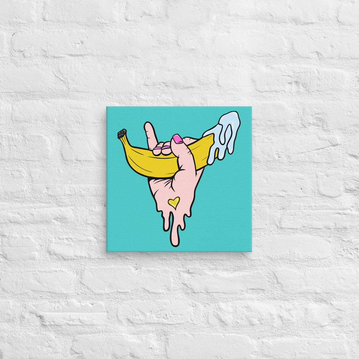 Banana Babe – Playful Hand & Banana Erotic Pop Art Canvas - Urban Muse & Sultry Hues