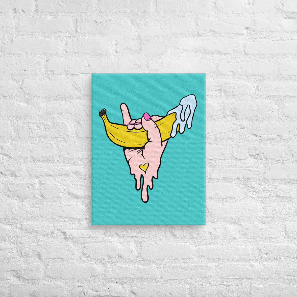 Banana Babe – Playful Hand & Banana Erotic Pop Art Canvas - Urban Muse & Sultry Hues