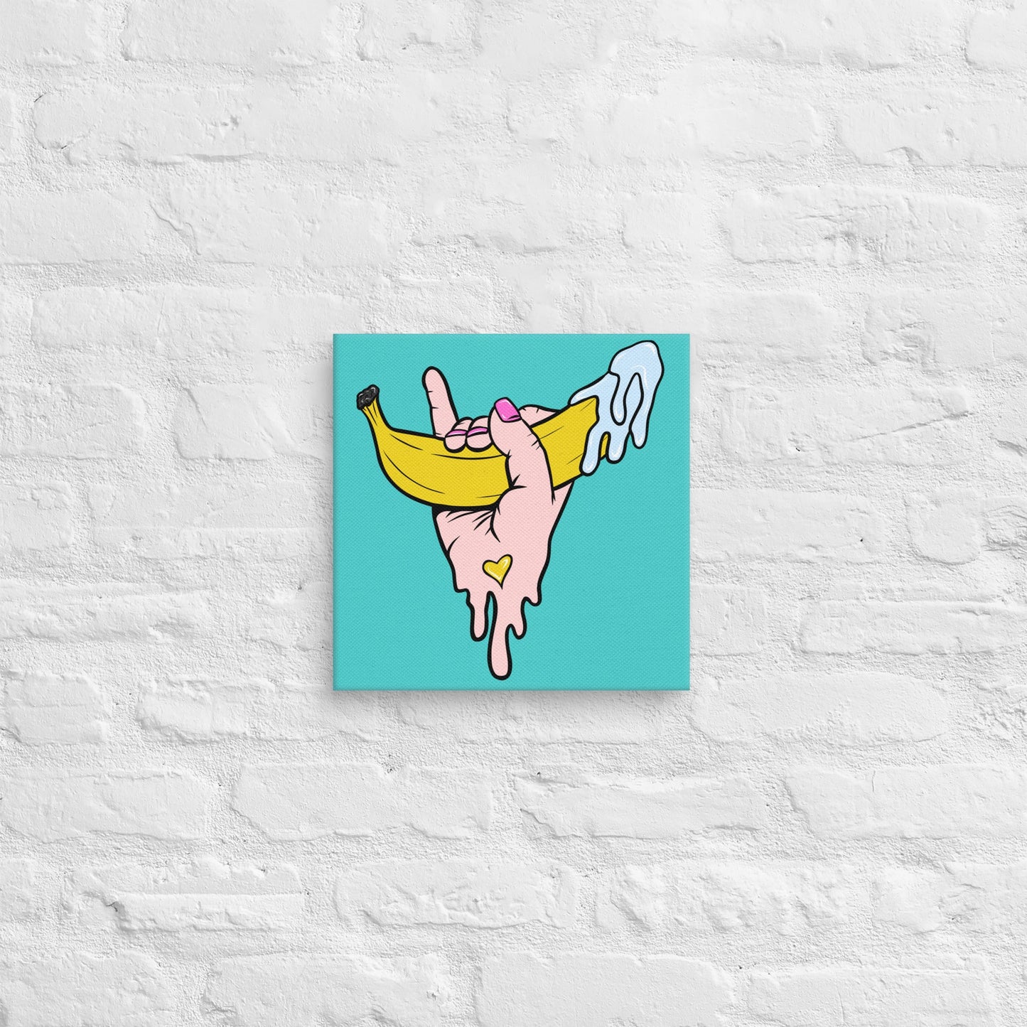 Banana Babe – Playful Hand & Banana Erotic Pop Art Canvas - Urban Muse & Sultry Hues