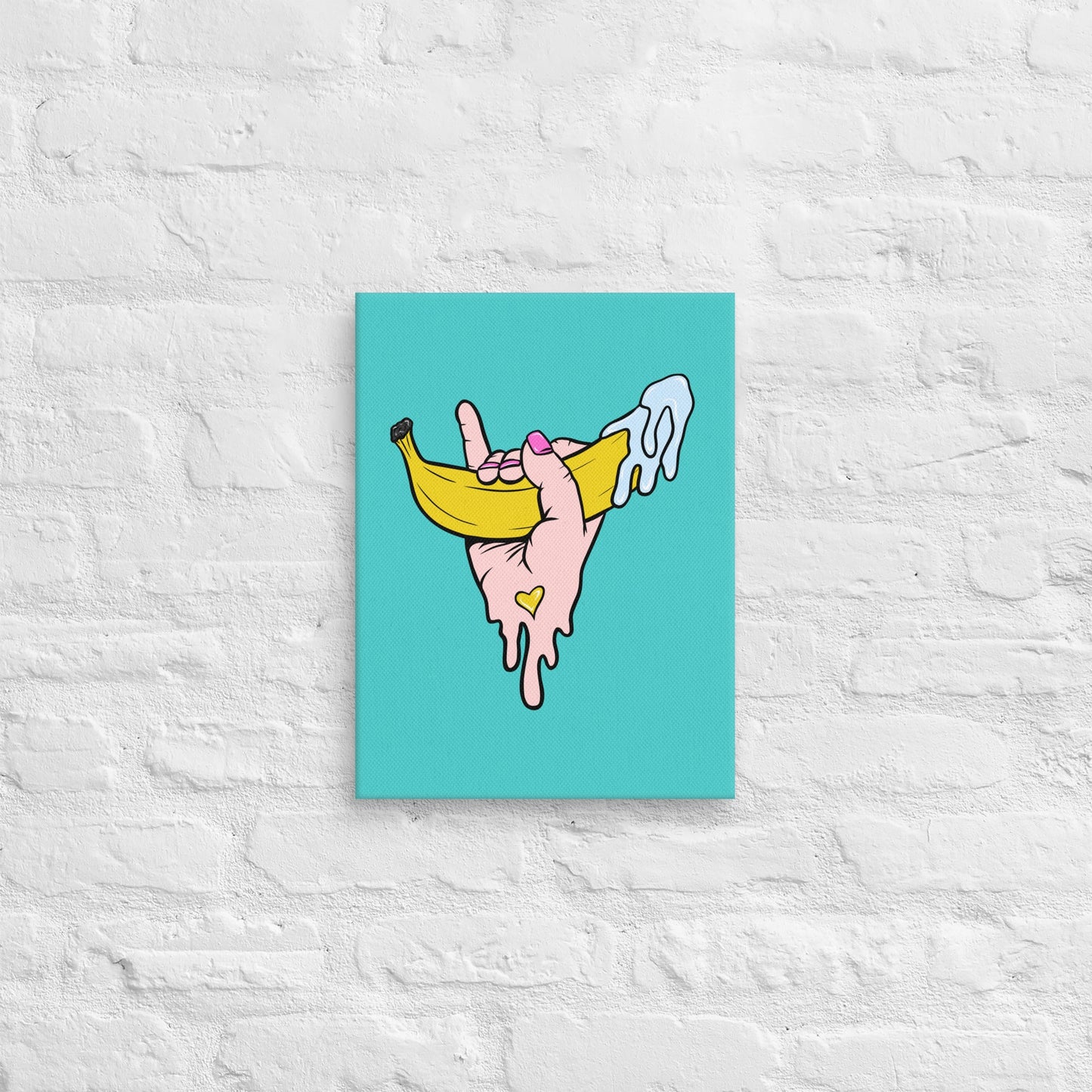 Banana Babe – Playful Hand & Banana Erotic Pop Art Canvas - Urban Muse & Sultry Hues
