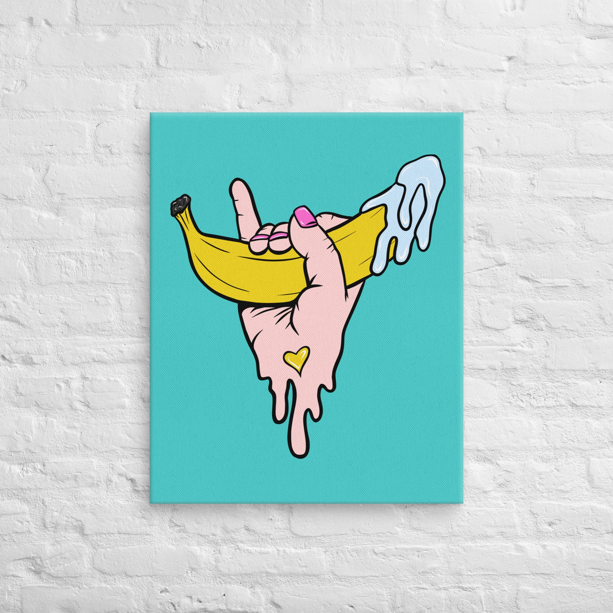 Banana Babe – Playful Hand & Banana Erotic Pop Art Canvas - Urban Muse & Sultry Hues