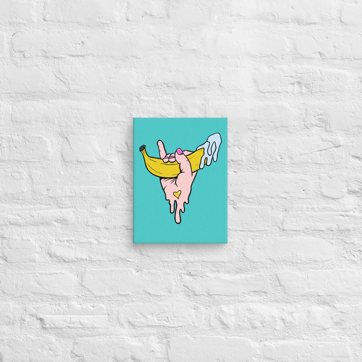 Banana Babe – Playful Hand & Banana Erotic Pop Art Canvas - Urban Muse & Sultry Hues