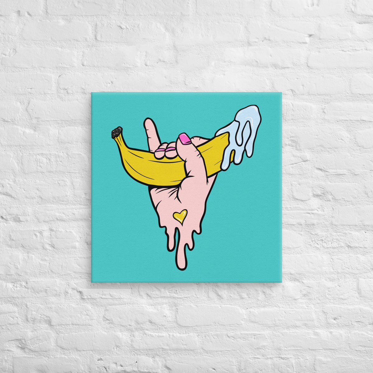 Banana Babe – Playful Hand & Banana Erotic Pop Art Canvas - Urban Muse & Sultry Hues